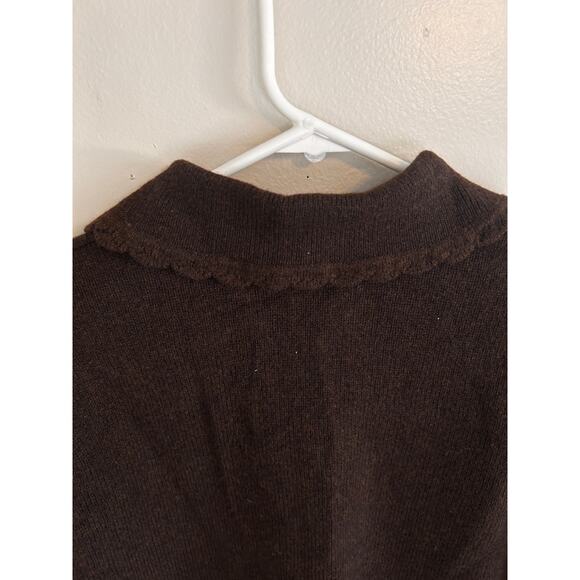Brandy Melville Brown Wool Blend Scalloped Collar Cardigan - Picture 4 of 6